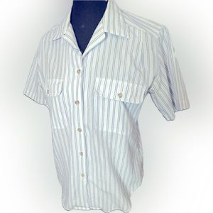 Vintage Land’s End White And Blue Striped Shirt